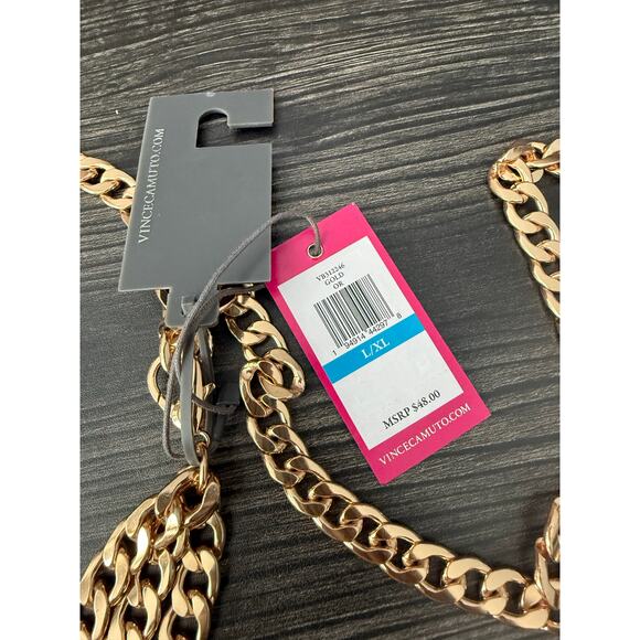 NWT Vince Camuto Chained Triple Belt with Gems and Coins Tassels Sz. L/XL - Picture 3 of 5
